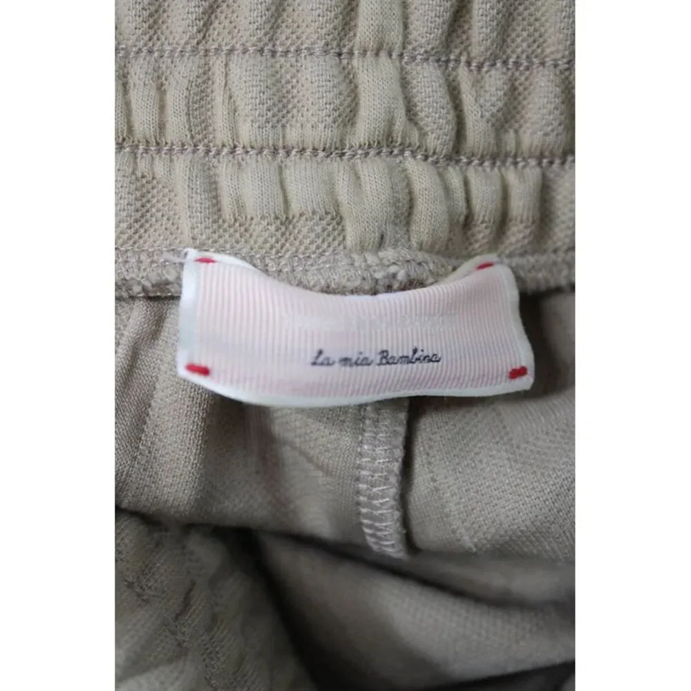 Elisabetta Franchi Girls Elastic Waistband Knit Logo Jogger Pants Brown Size 12